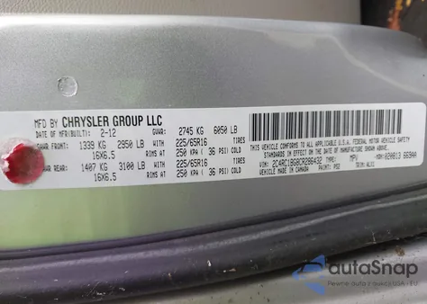 2012 Chrysler Town & Country Touring z USA, uszkodzony, nr VIN 2C4RC1BG8CR286432